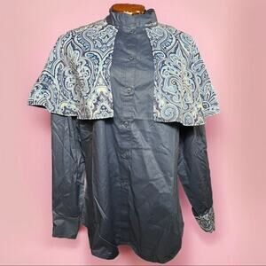 VINTAGE Upcycled Caped Western Paisley Shirt Size M Embroidered Deadstock